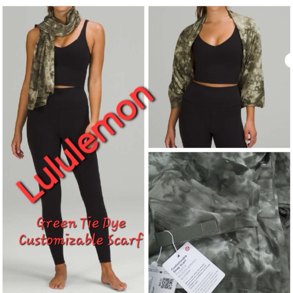 Lululemon Athletica Green Tie Dye Snap Scarf
